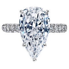 7 Carat Pear Shape Diamond Engagement Ring GIA Certified F VVS1