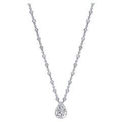 7 Carat Pear Shape Pendant on Diamond by the Yard Necklace Certified H SI1