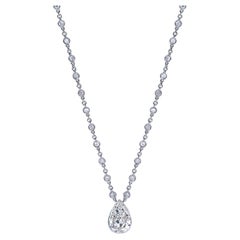 7 Carat Pear Shape Pendant on Diamond by the Yard Necklace Certified H SI1
