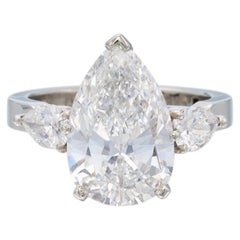 7 Carat Pear Statement Brilliant White / F color VVS 14K White Gold Diamond Ring