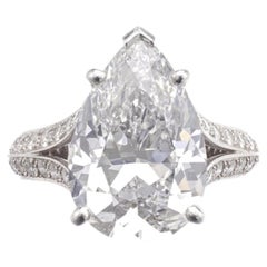 7 Carat Pear Statement Brilliant White / J color SI 14K White Gold