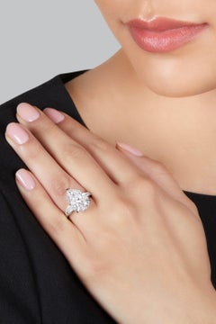 7 Carat Pear Statement Type IIa Brilliant White / D color FL/IF 14K White Gold