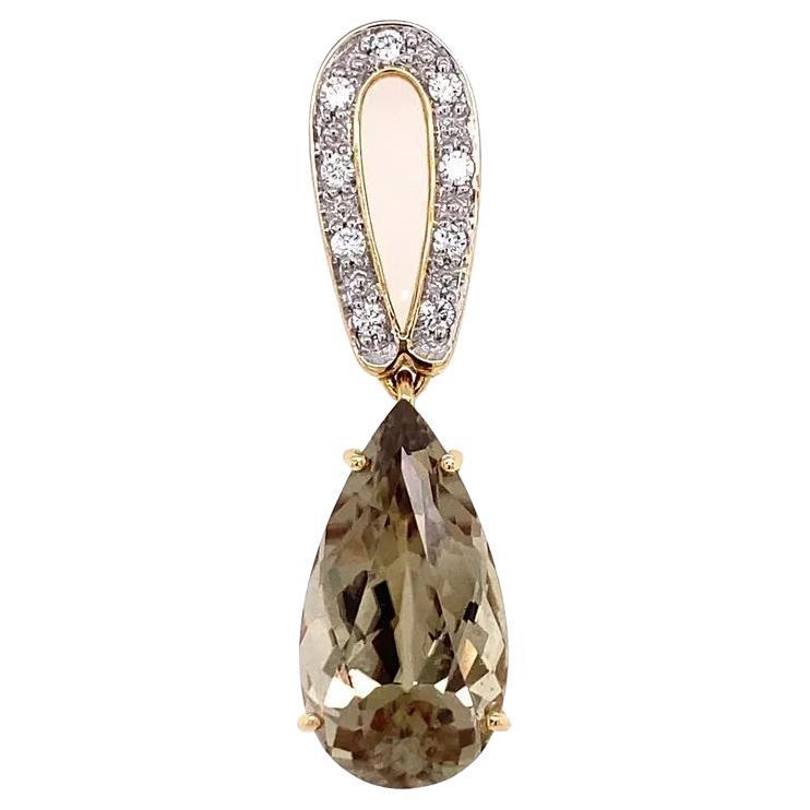 Collier pendentif vintage en or avec Zultanite poire de 7 carats et diamants