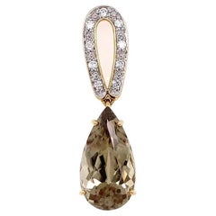 7 Carat Pear Zultanite and Diamond Gold Vintage Pendant Necklace