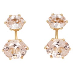7 Carat Pink Morganite Rose Gold Earrings