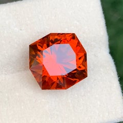 7 Carat Precision Octagon Intense Orange Color Citrine Gemstone for Jewelry 12mm