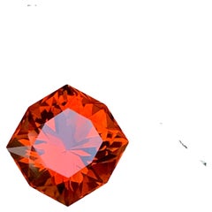 7 Carat Precision Octagon Intense Orange Color Citrine Gemstone for Jewelry 12mm