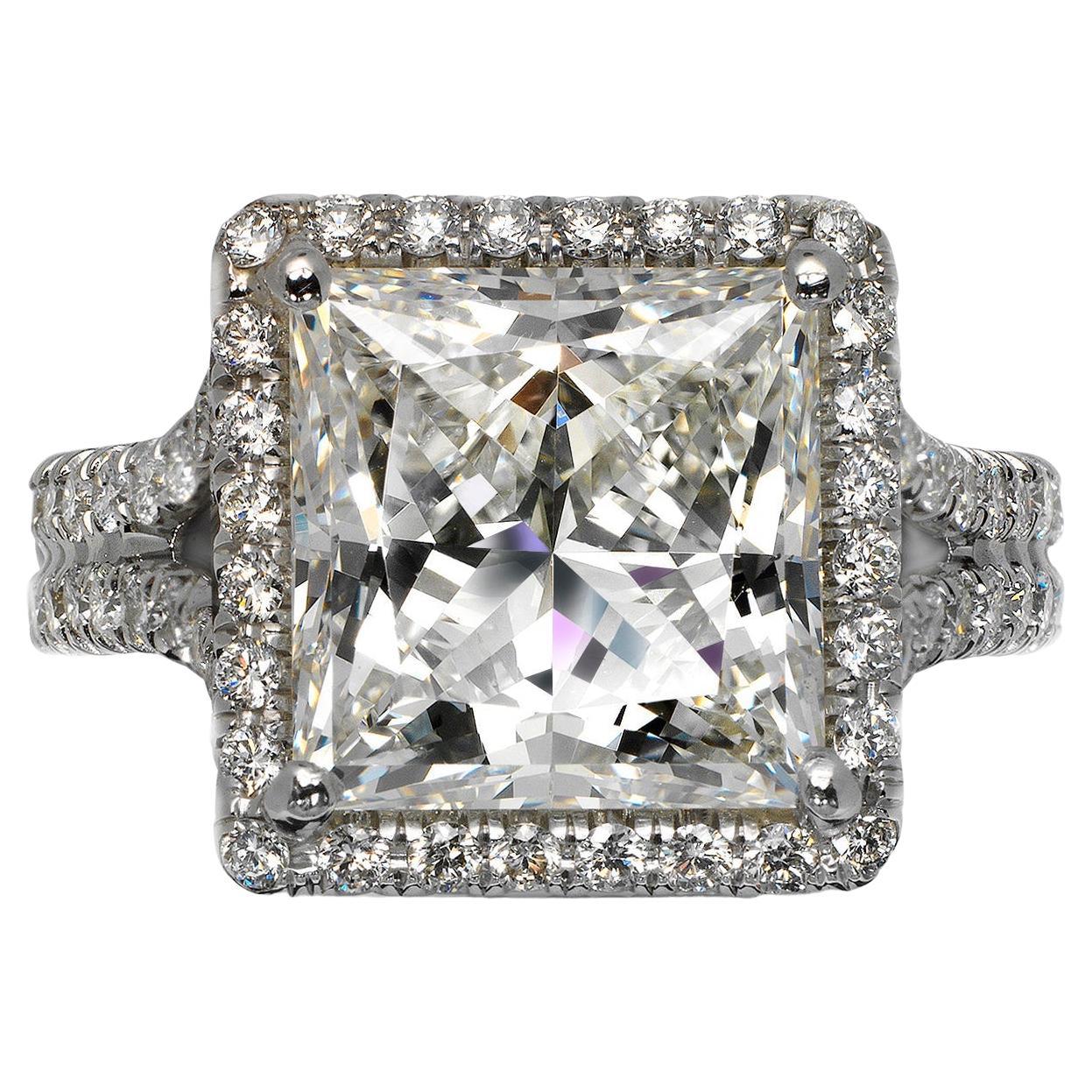 Bague de fiançailles en diamant taille princesse de 7 carats certifié GIA J VS2