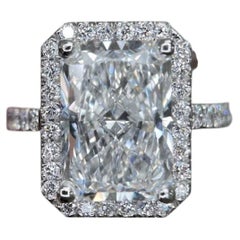 7 Carat Radiant Statement Brilliant White / F color SI 14K White Gold