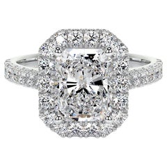 7 Carat Radiant Statement Brilliant White / F color SI 14K White Gold