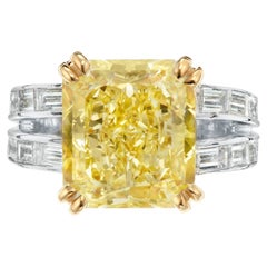 7 Carat Radiant Statement Fancy Yellow   Royal Radiance Heirloom Diamond Ring