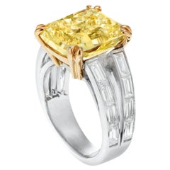 7 Carat Radiant Statement Fancy Yellow   Royal Radiance Heirloom Diamond Ring