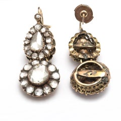 7 Carat Rose Cut Diamond Drop Earrings, circa 1890