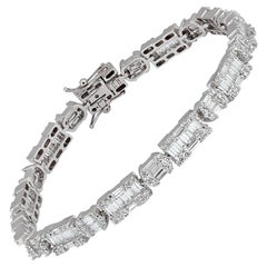 7 Karat rund und Baguette Diamant Armband 14K Weißgold