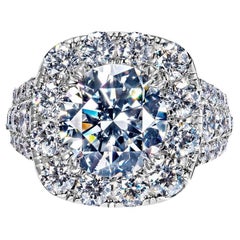 Bague de fiançailles 7 carats diamant rond brillant certifié GIA E SI2