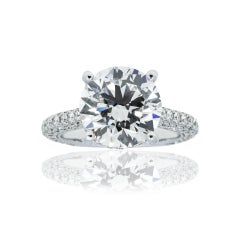 7 Carat Round Brilliant Diamond Ring Brilliant White 18K White Gold
