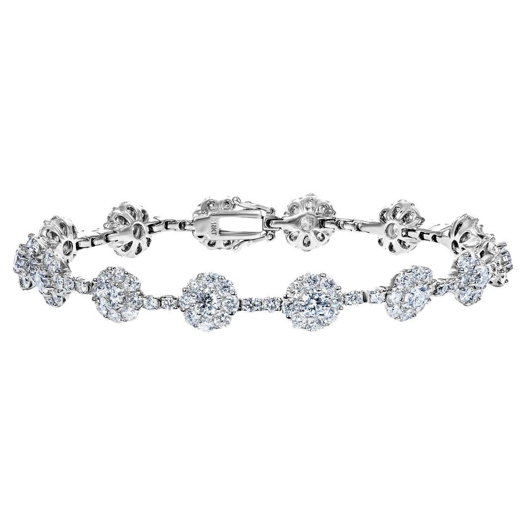 7 Carat Round Brilliant Diamond Single Row Bracelet Certified For Sale