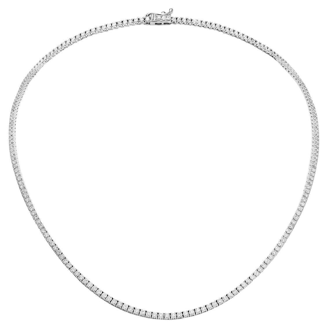 7 Carat Round Brilliant Diamond Tennis Necklace Certified For Sale