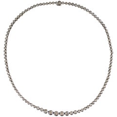 Used 7 Carat Round Brilliant Diamond Tennis Necklace