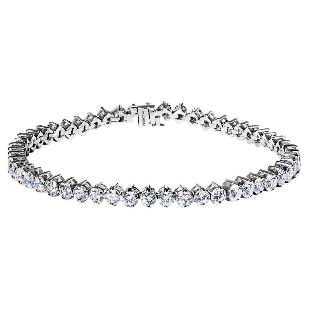 7 Carat Round Brilliant Floating Diamond Tennis Bracelet Certified For Sale