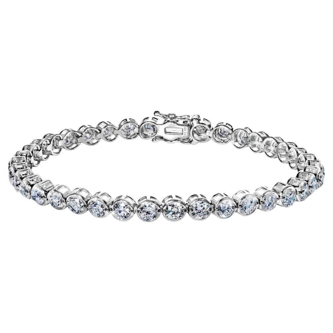 Bracelet tennis à rangée unique de diamants ronds et brillants de 7 carats certifiés