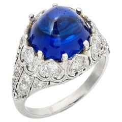 7 Carat  Brilliant Statement Royal Blue Sapphire 14K Gold Refined Grandeur