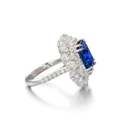 7 Carat Round Brilliant Statement Royal Blue Sapphire 14K White Gold