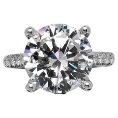 7 Carat Round Cut Diamond Engagement Ring GIA Certified E VVS1