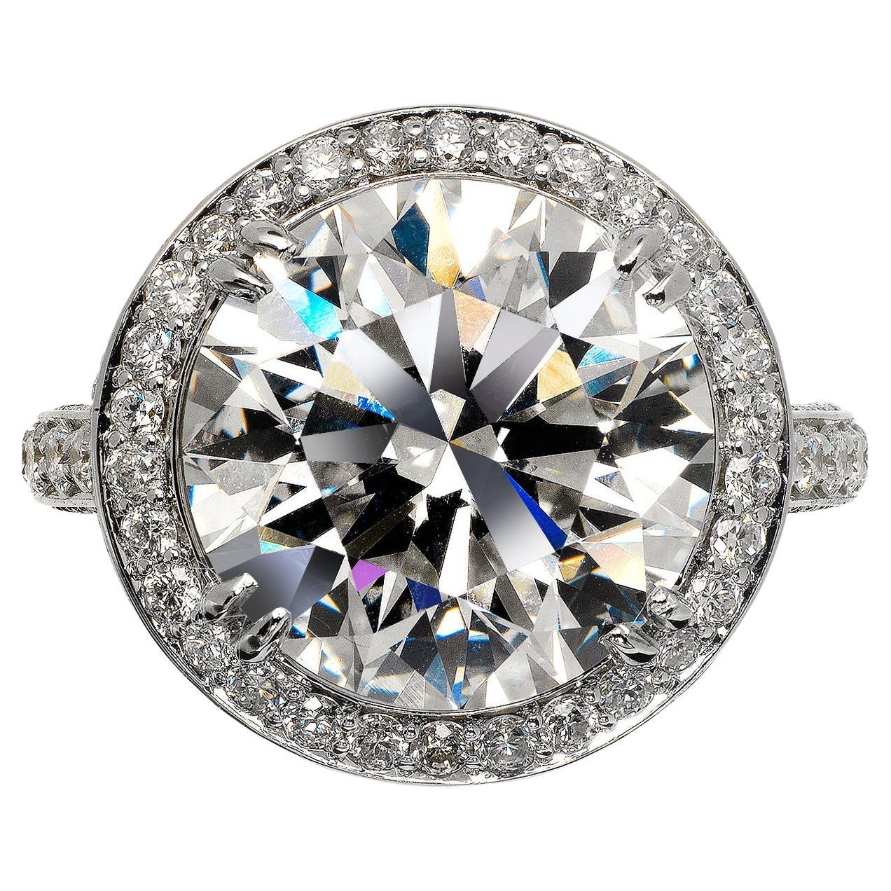 7 Carat Round Cut Diamond Engagement Ring GIA Certified F VVS2 For Sale