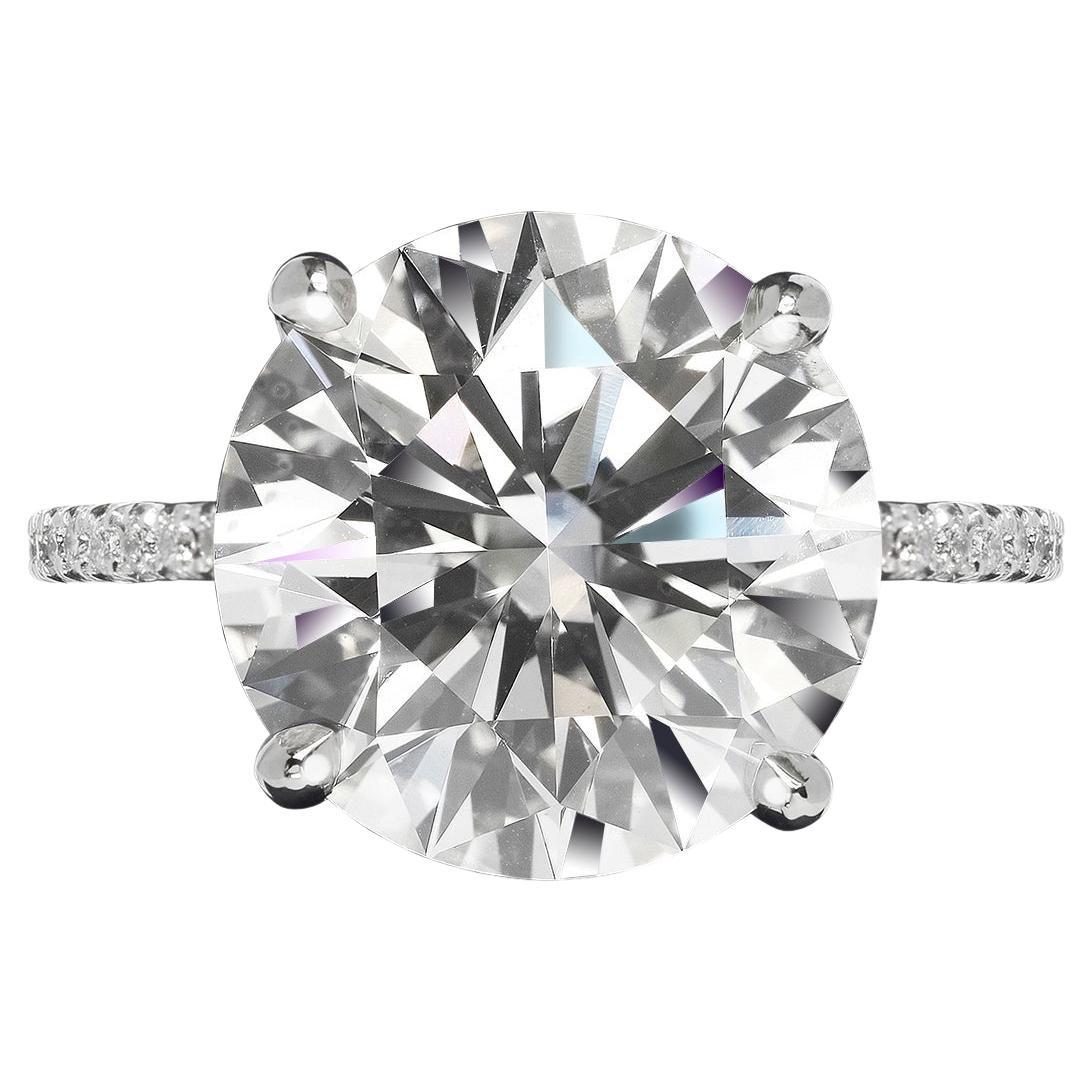Bague de fiançailles avec diamant taille ronde de 7 carats certifié GIA I SI2