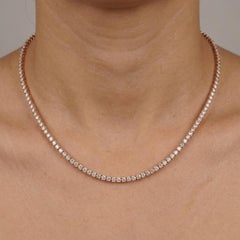 7 Carat Round Diamond 14k Yellow Gold Tennis Choker Necklace