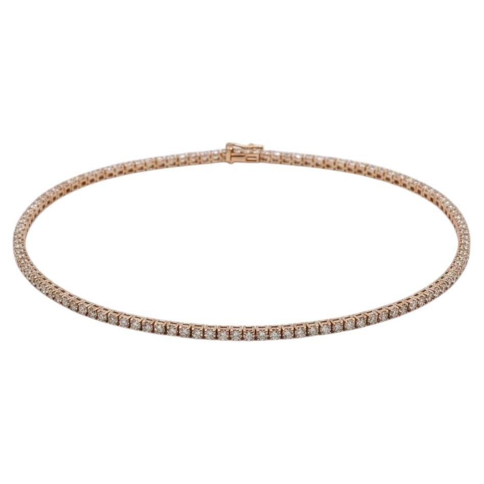 Collier ras-du-cou « tennis » en or jaune 14 carats avec un diamant rond de 7 carats