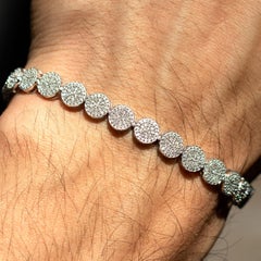 7 Carat Round Diamond Pave 8 inch Bracelet 14 Karat