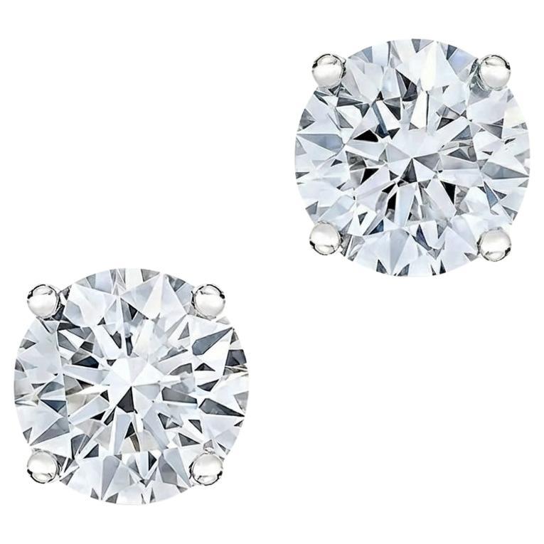 Contemporain 7 Carat Round Diamond Studs set in Platinum en vente