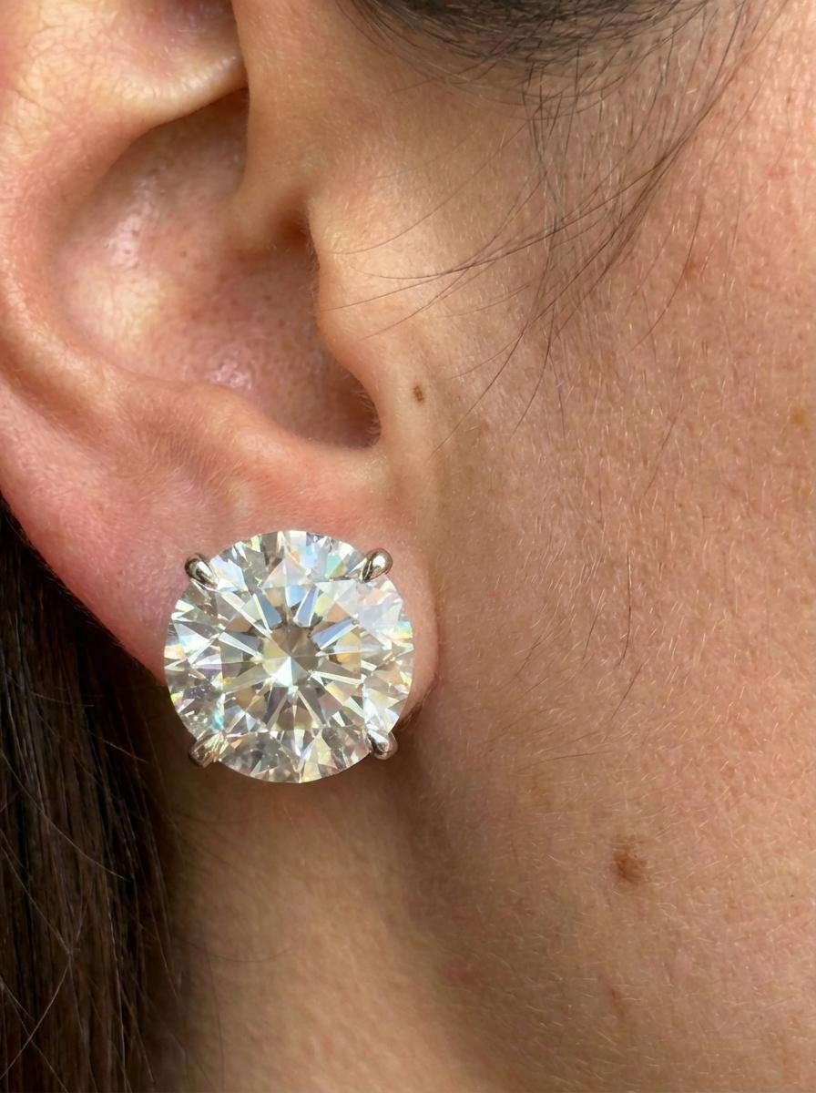 7 Carat Round Diamond Studs set in Platinum