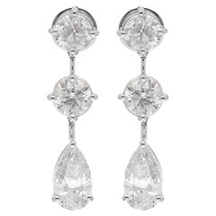 Pendientes Colgantes de Diamantes de 7 Quilates Claridad SI Color HI Joyas de Oro Blanco de 14 Kilates