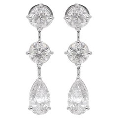 7 Carat SI Clarity HI Color Diamond Dangle Earrings 14 Karat White Gold Jewelry