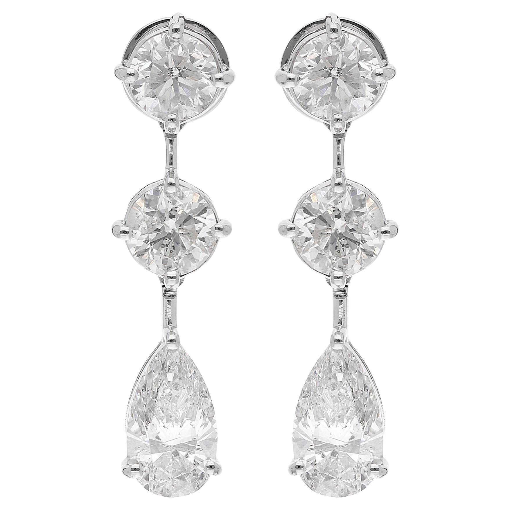 7 Carat SI Clarity HI Color Diamond Dangle Earrings 14 Karat White Gold Jewelry