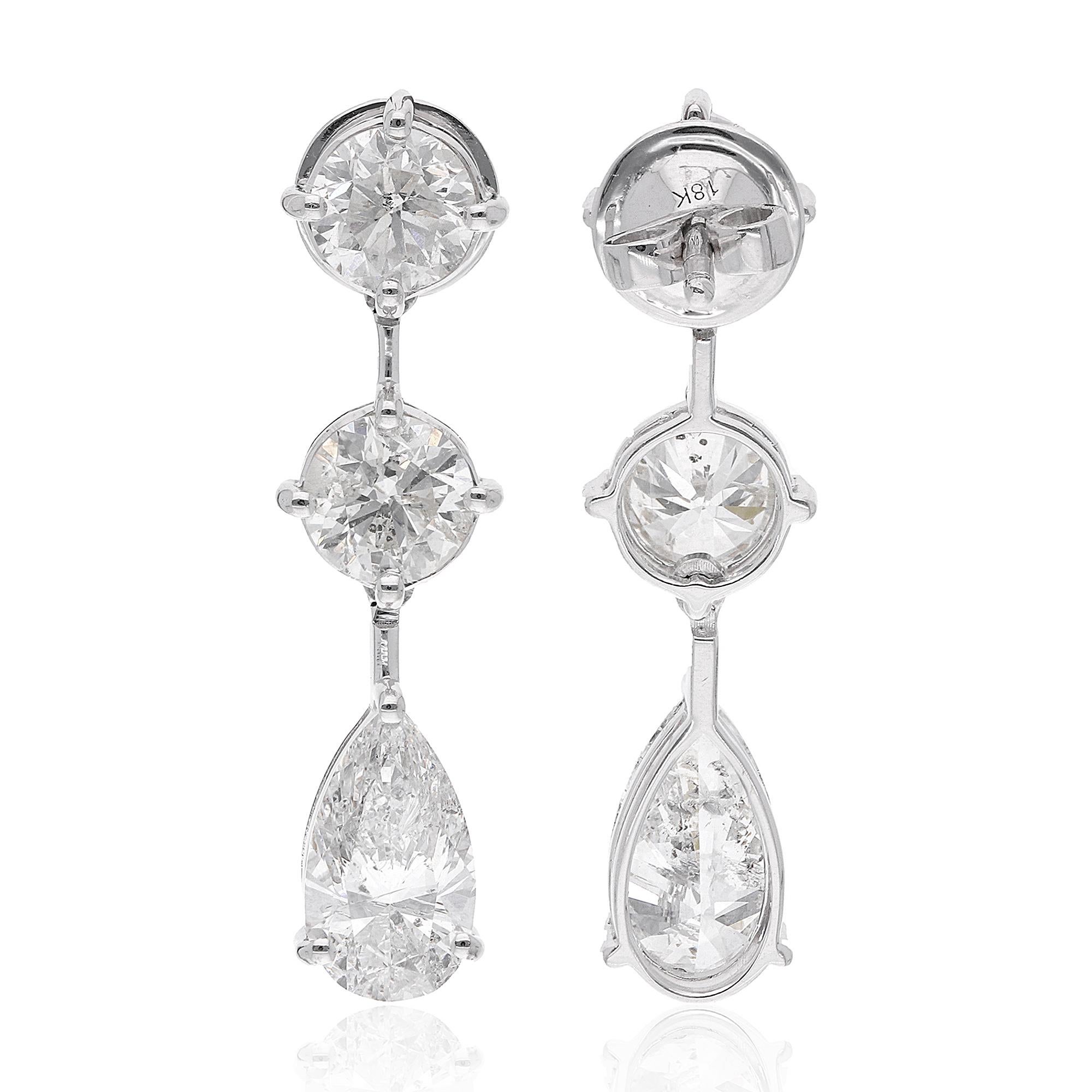 Item Code :- SEE-13529
Gross Wt. :- 5.56 gm
18k Solid White Gold Wt. :- 4.14 gm
Natural Diamond Wt. :- 7.10 Ct. ( AVERAGE DIAMOND CLARITY SI1-SI2 & COLOR H-I )
Earrings Size :- 26 mm approx.

✦ Sizing
.....................
We can adjust most items