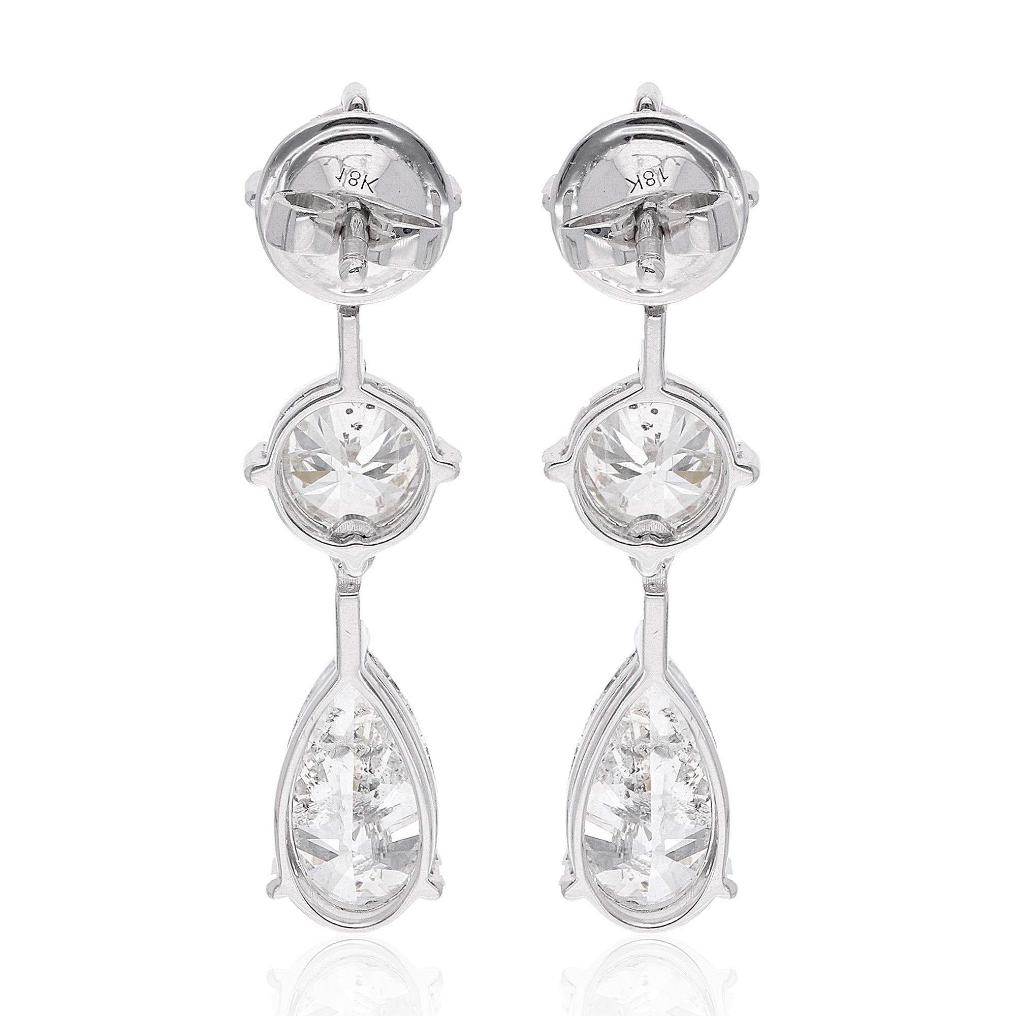 7 Carat SI Clarity HI Color Diamond Dangle Earrings 18 Karat White Gold Jewelry In New Condition For Sale In Diera, Dubai