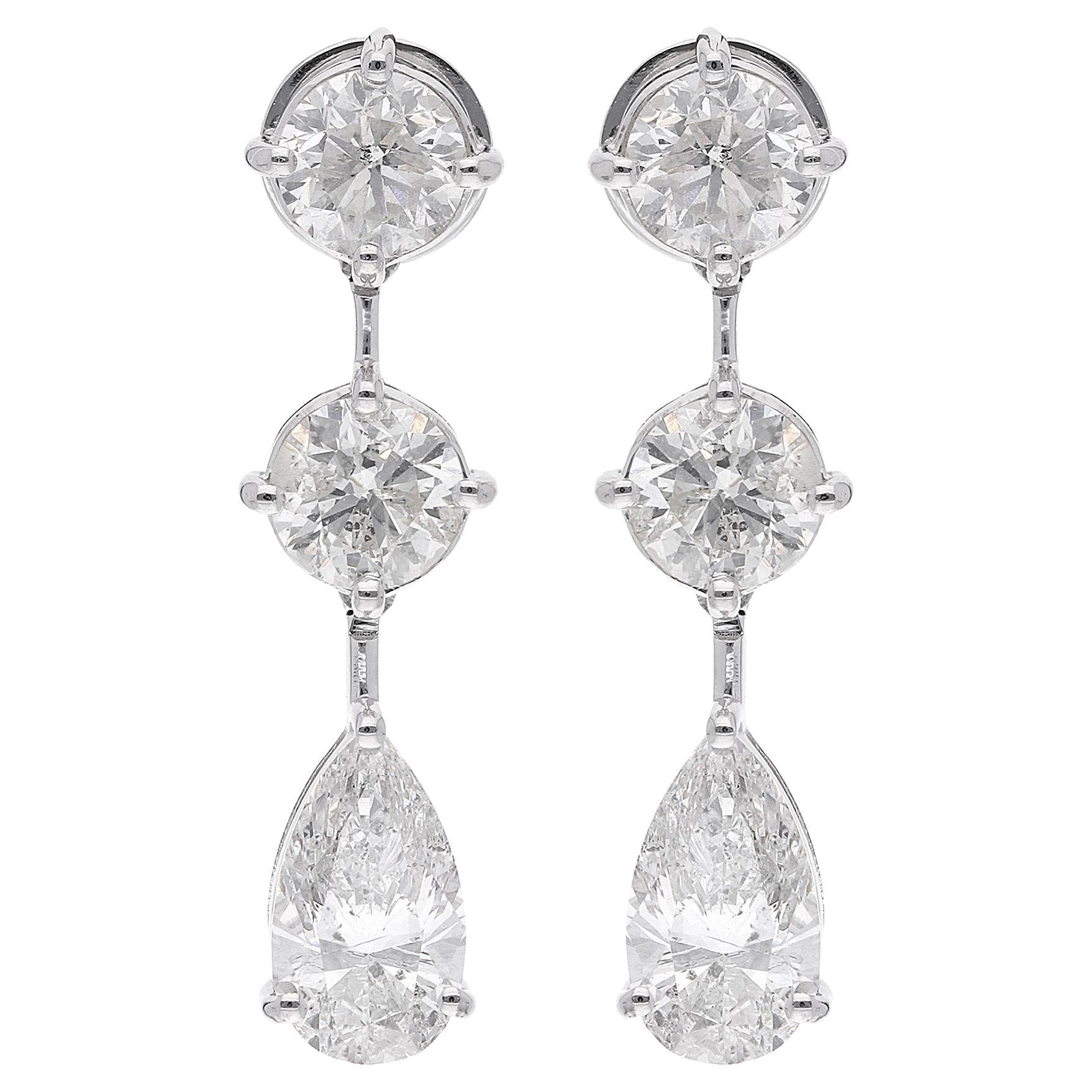 7 Carat SI Clarity HI Color Diamond Dangle Earrings 18 Karat White Gold Jewelry For Sale