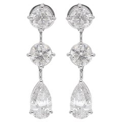 7 Carat SI Clarity HI Color Diamond Dangle Earrings 18 Karat White Gold Jewelry