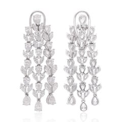 7 Carat SI Clarity HI Color Pear Diamond Chandelier Earrings 18 Karat White Gold
