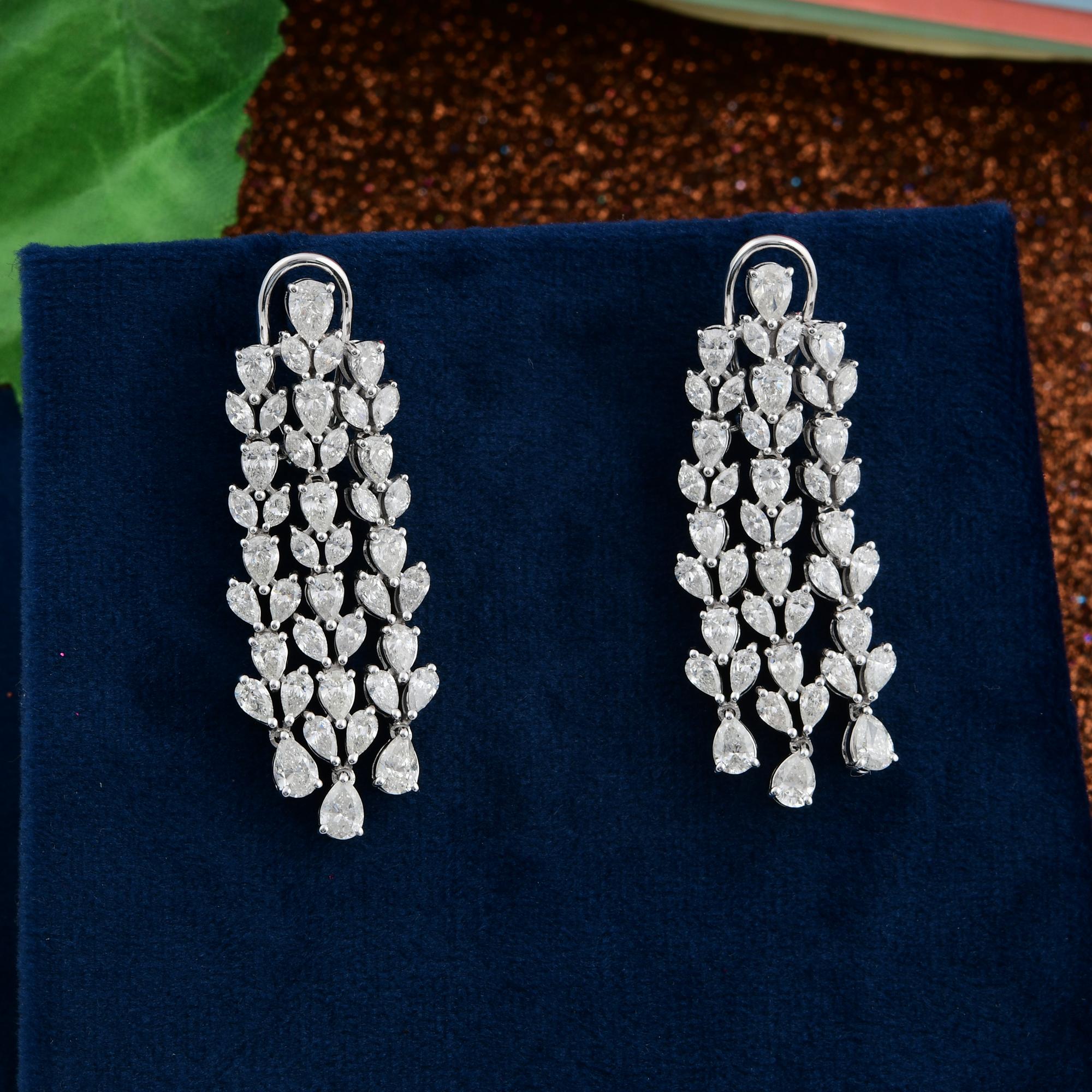 Pear Cut 7 Carat SI Clarity HI Color Pear Diamond Chandelier Earrings 18 Karat White Gold For Sale