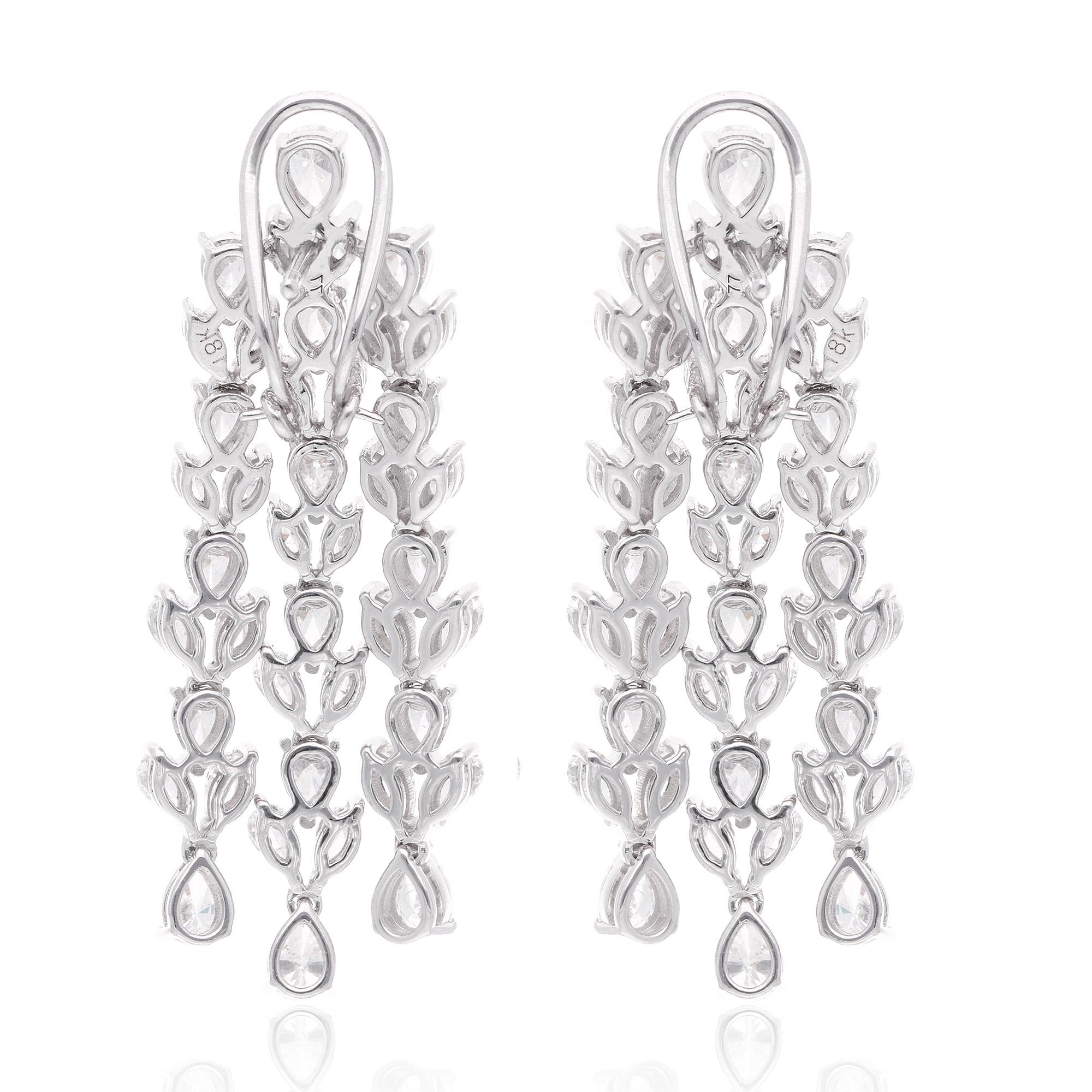 7 Carat SI Clarity HI Color Pear Diamond Chandelier Earrings 18 Karat White Gold In New Condition For Sale In Diera, Dubai