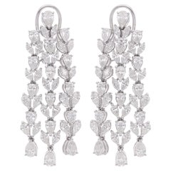 7 Carat SI Clarity HI Color Pear Diamond Chandelier Earrings 18 Karat White Gold