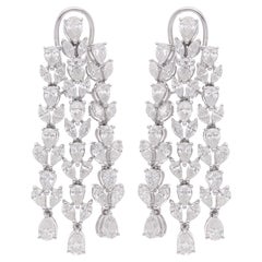 7 Carat SI Clarity HI Color Pear Diamond Chandelier Earrings 18 Karat White Gold