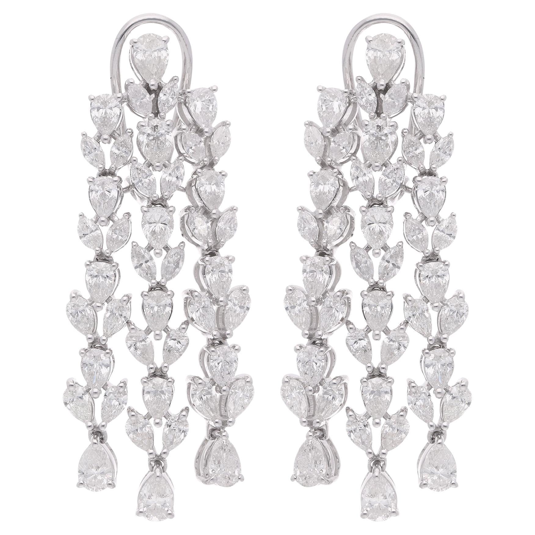 Pendientes araña de diamantes pera de 7 quilates con claridad SI y color HI Oro blanco de 18 quilates