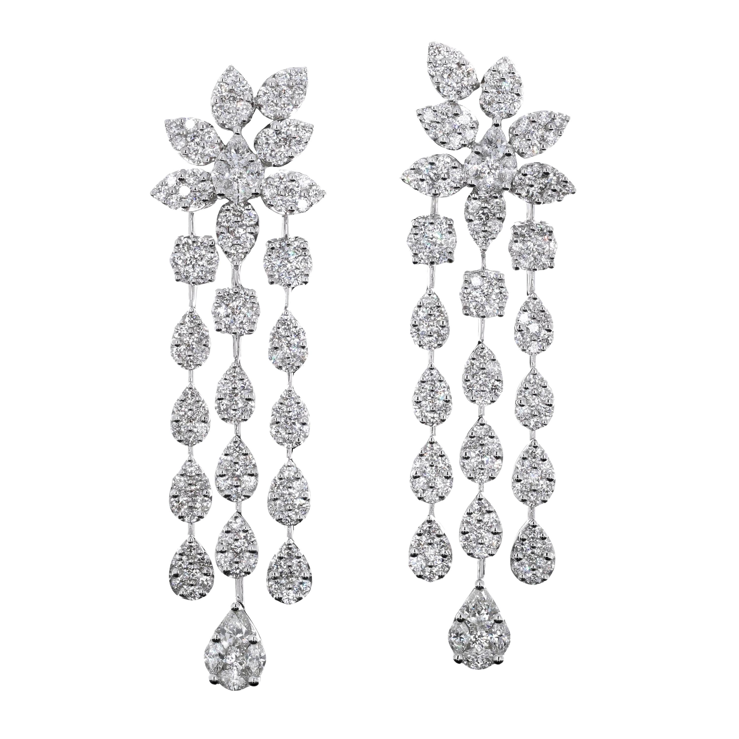 14.01 Carat Diamond Chandelier and Dangle Earrings For Sale at 1stDibs