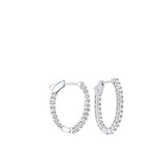 7 Carat Total Weight Diamond Inside-Outside Oval Hoops in 14 Karat White Gold